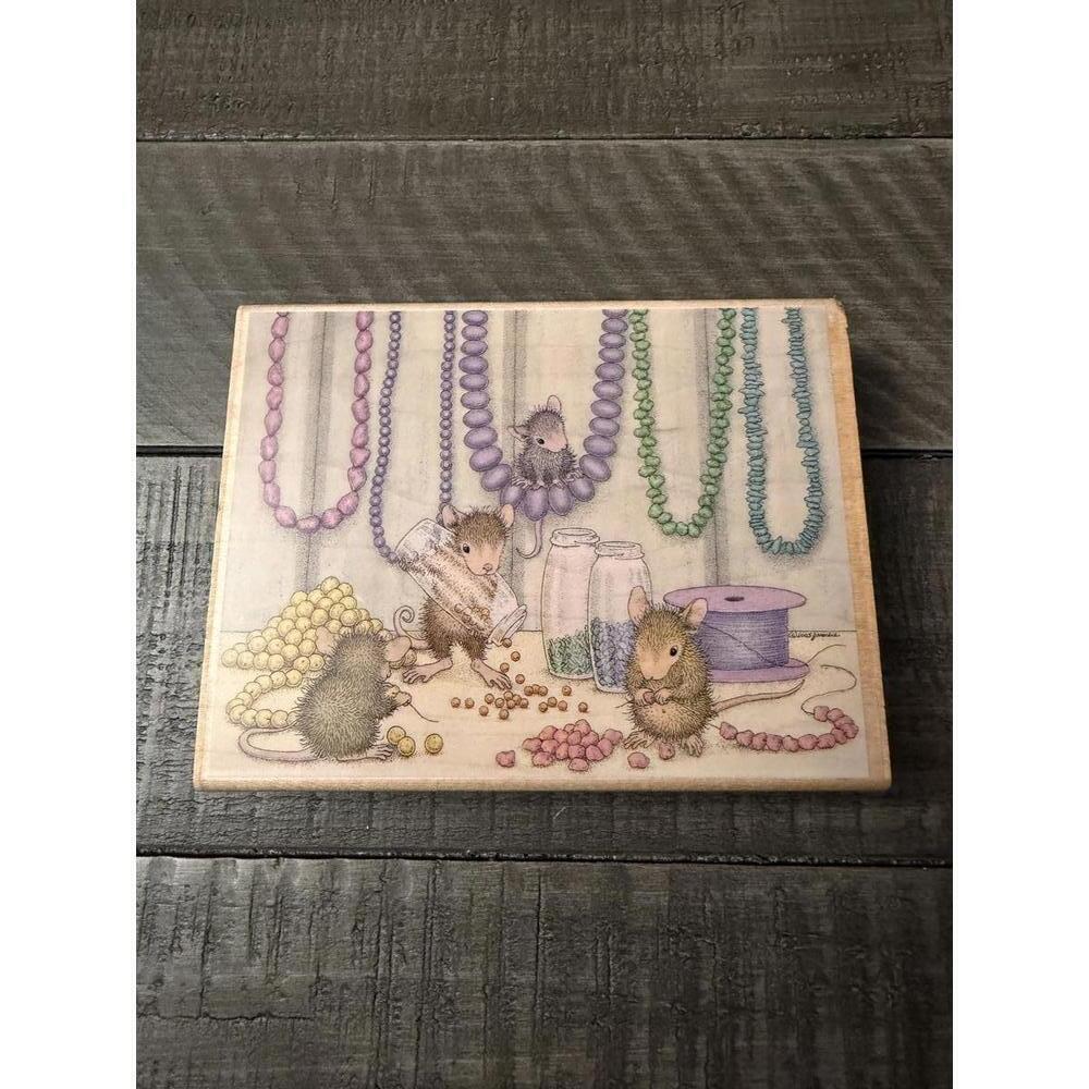 House Mouse Beading Basics 2005 wood block rubber stamp